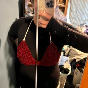 Handmade Crochet Bralette - Burgundy
